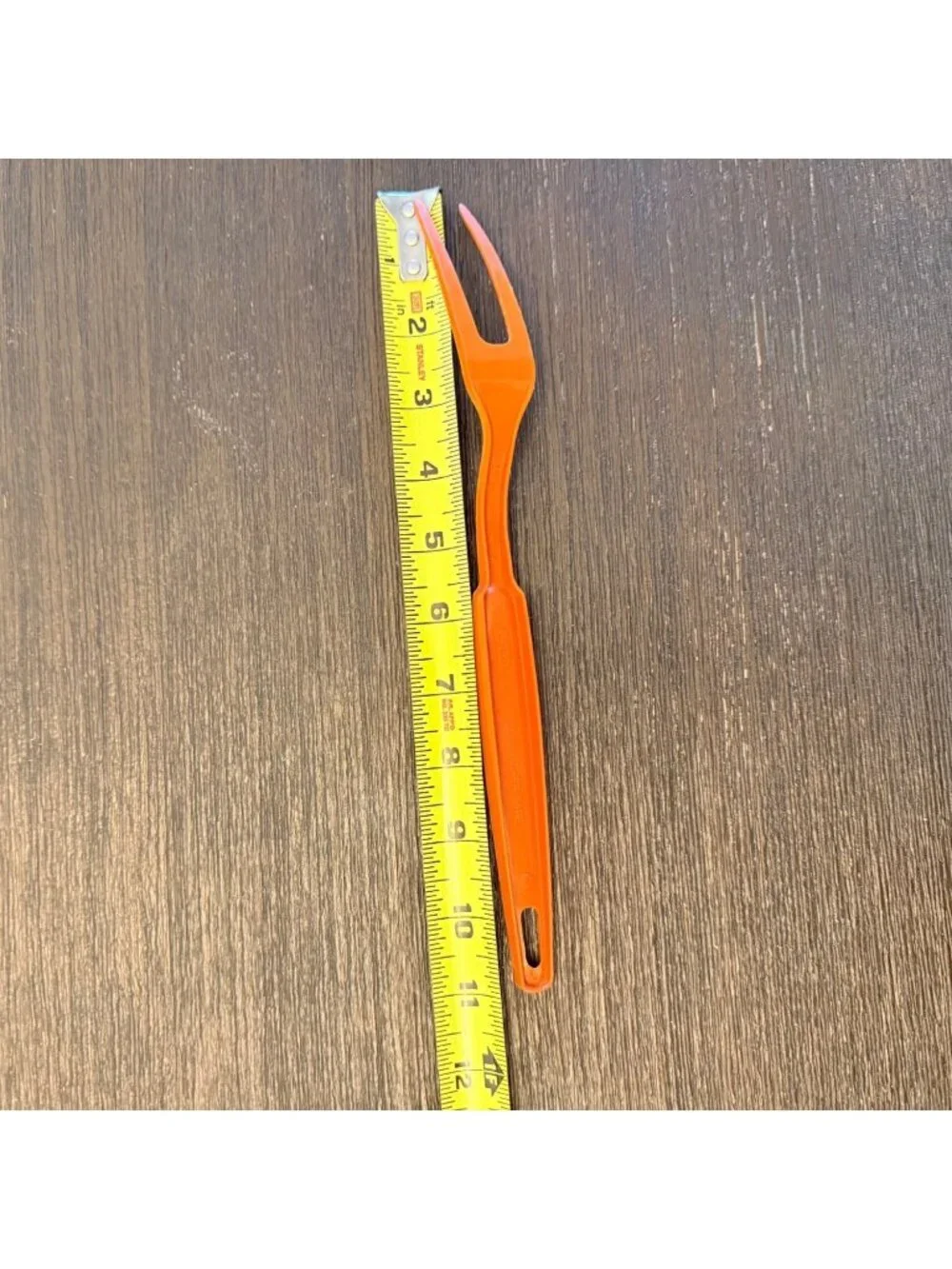 Vintage Ekco Meat Fork Orange Plastic Handle Retro MCM Kitchen Serving Utensil